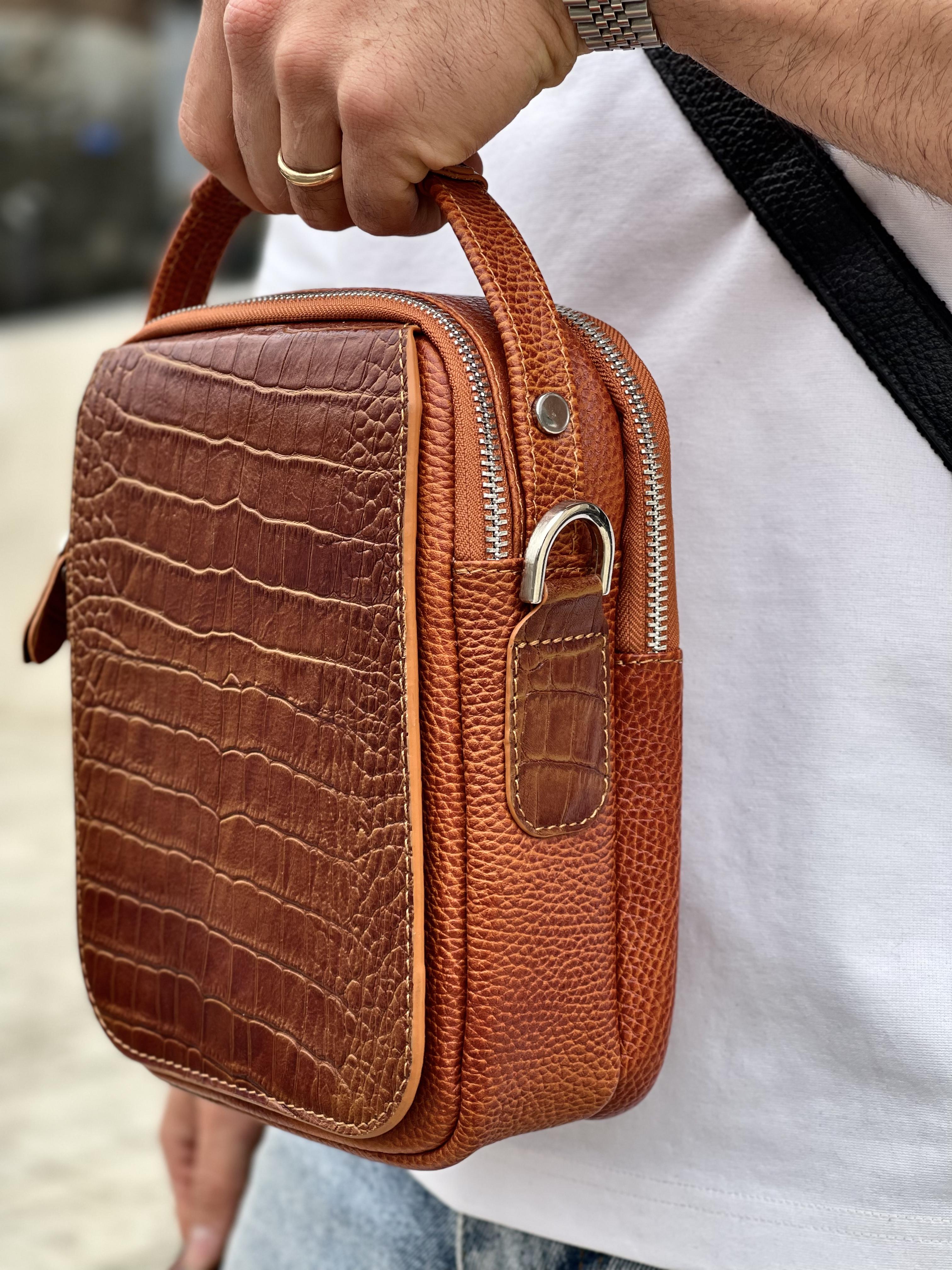 کیف دوشی عسلی چرمی تالاسا