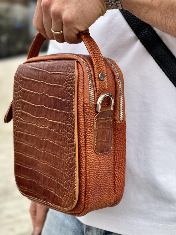 کیف دوشی عسلی چرمی تالاسا