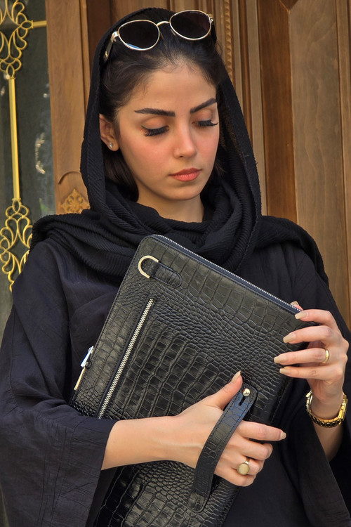 فولدر چرم مشکی زنانه