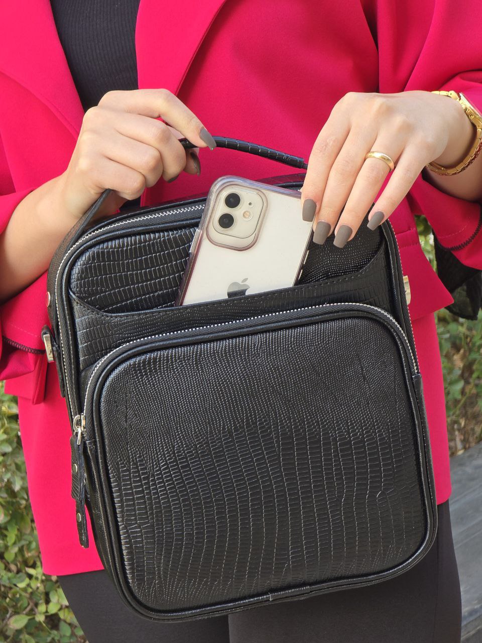 کیف دوشی تمام چرم زنانه