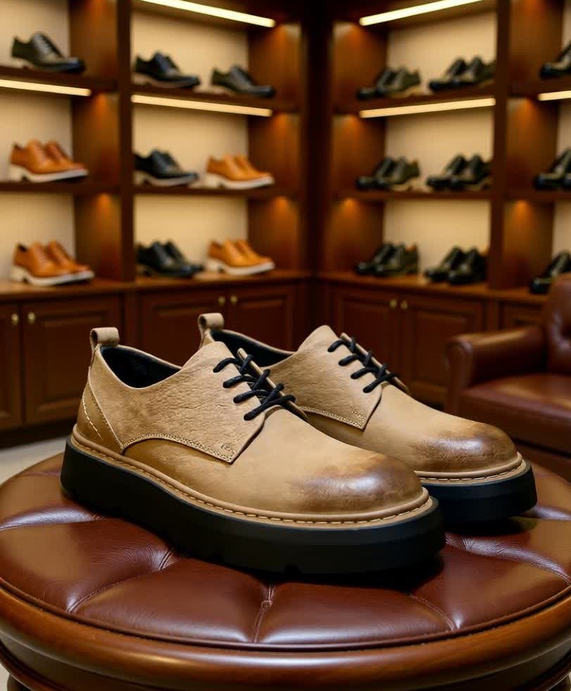 کفش لوفر چرمی با رنگ کرمی