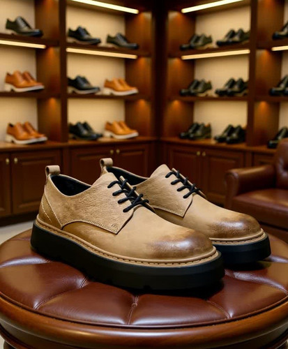 کفش لوفر چرمی با رنگ کرمی