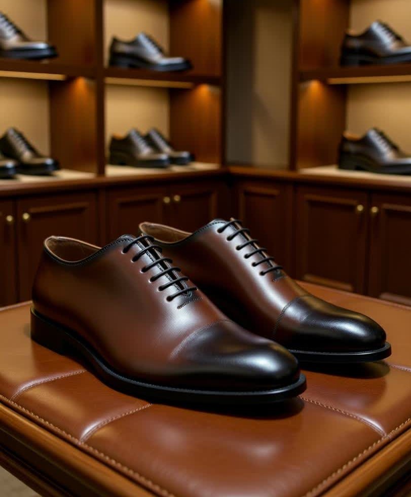 کفش چرم قهوه ای تیره کلاسیک