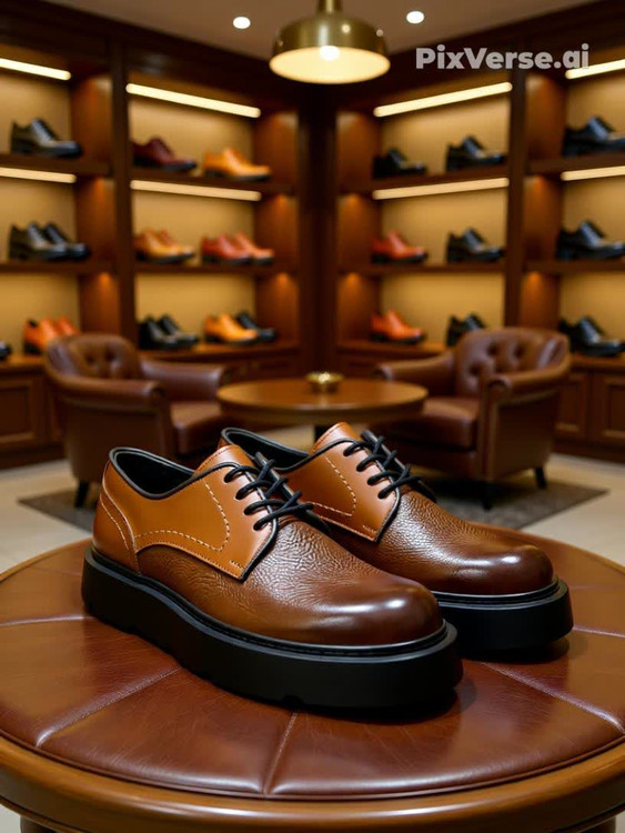 کفش چرمی مردانه عسلی مدل باراد با طراحی رسمی بنددار