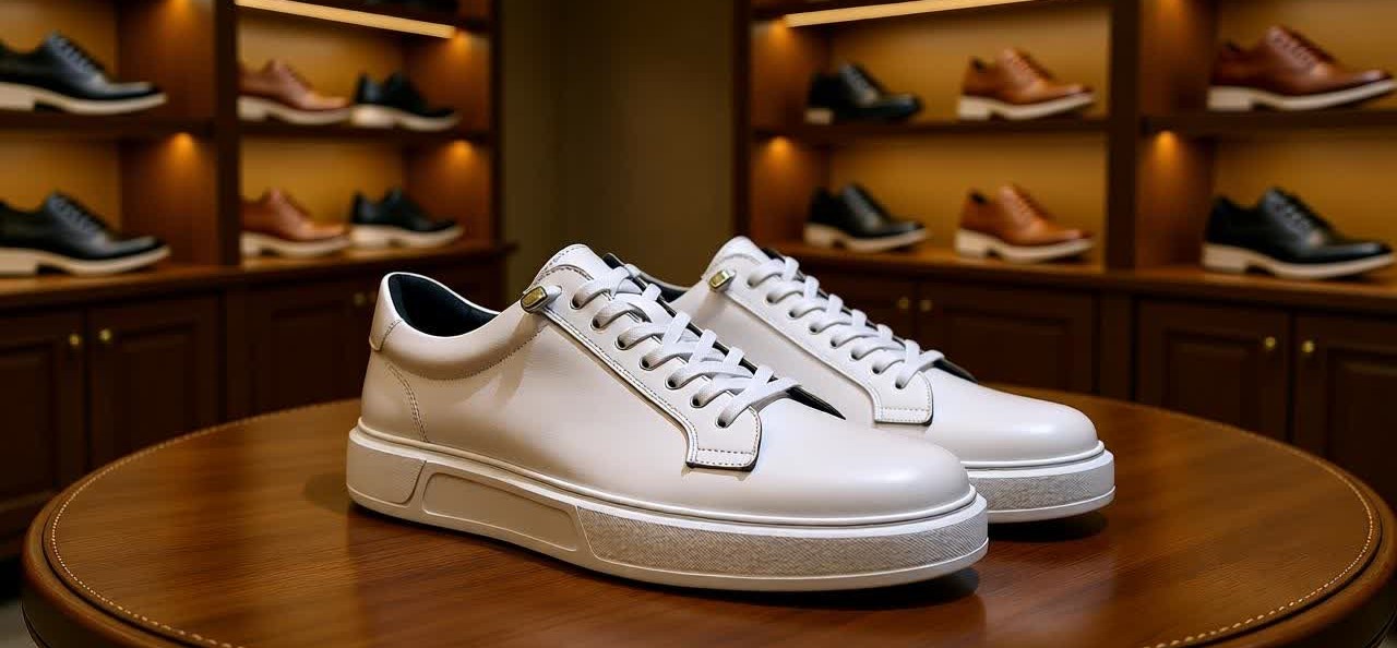 کتونی چرمی مردانه مدل وِنا – طرح ونس سفید تمام چرم طبیعی با زیره طبی