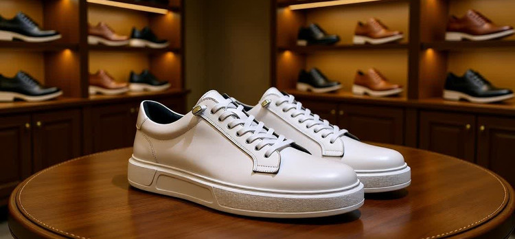 کتونی چرمی مردانه مدل وِنا – طرح ونس سفید تمام چرم طبیعی با زیره طبی