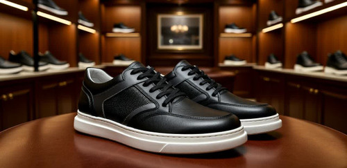 کفش چرمی مردانه مدل سامان – رنگ مشکی نیمهاسپرت نیمهرسمی با چرم طبیعی و زیره طبی