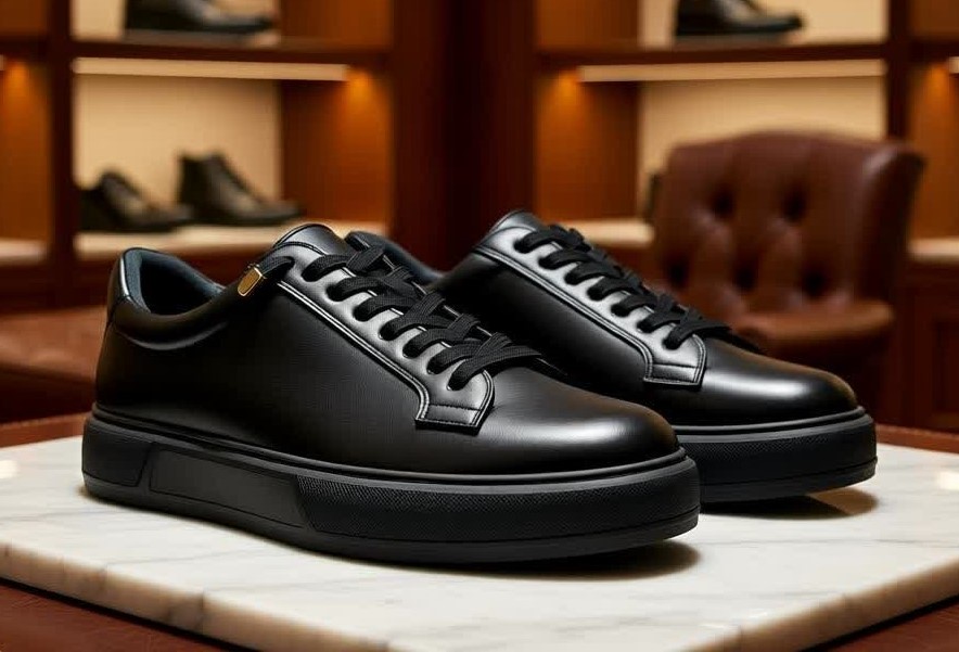 کفش چرمی مردانه مدل سامان – رنگ مشکی نیمه‌اسپرت نیمه‌رسمی با چرم طبیعی و زیره طبی