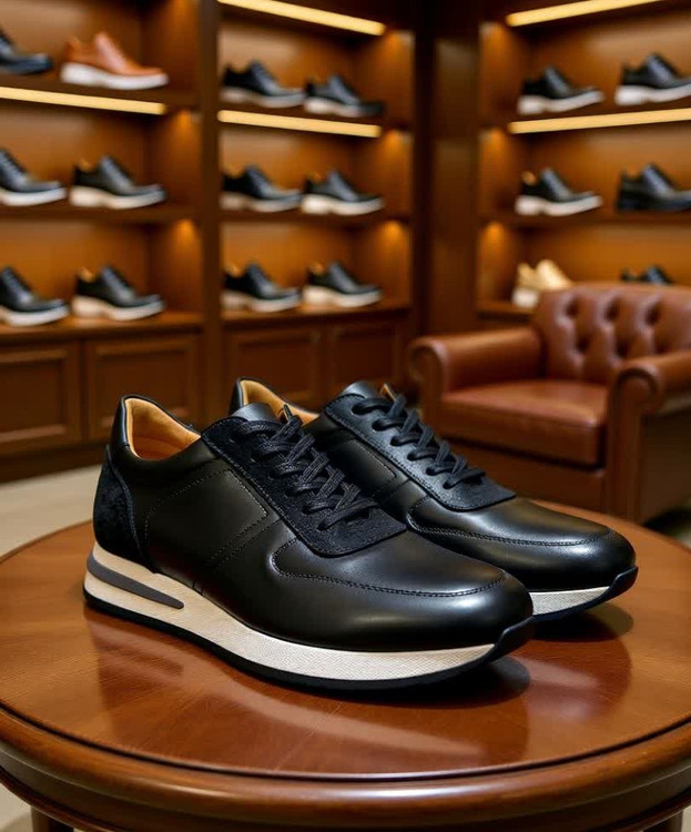 کتونی چرمی مردانه مدل رادین – طرح اورجینال سبز تمام چرم طبیعی با زیره طبی