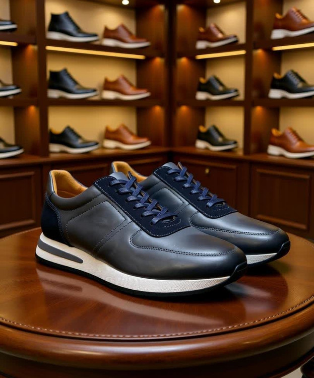 کتونی چرمی مردانه مدل رادین – طرح اورجینال سبز تمام چرم طبیعی با زیره طبی