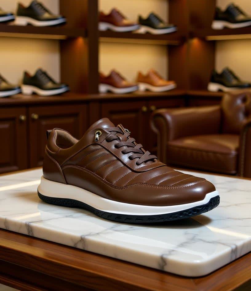 کتونی چرمی زنانه مدل مارال – چرم طبیعی مشکی و قهوه‌ای، فوق‌العاده راحت و سبک