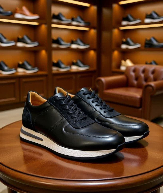 کتونی چرمی زنانه مدل آوینا – طراحی اورجینال، تمام چرم طبیعی در رنگهای مشکی، سرمهای و سبز