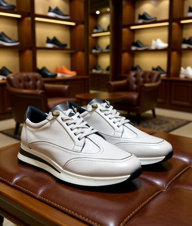 کتونی چرمی زنانه مدل نیلو – اسپرت بندکشی، تمام چرم طبیعی در رنگهای سفید